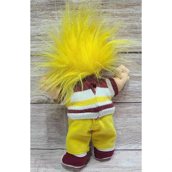 Vintage Russ Plush Washington Football Troll Stuffed Toy Yellow Red White 9" - Picture 4 of 5